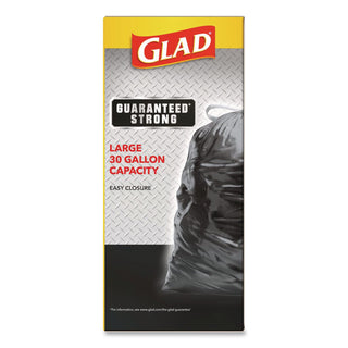 Drawstring Large Trash Bags, 30 gal, 1.05 mil, 30" x 33", Black, 15 Bags/Box, 6 Boxes/Carton