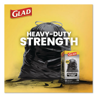Drawstring Large Trash Bags, 30 gal, 1.05 mil, 30" x 33", Black, 15 Bags/Box, 6 Boxes/Carton