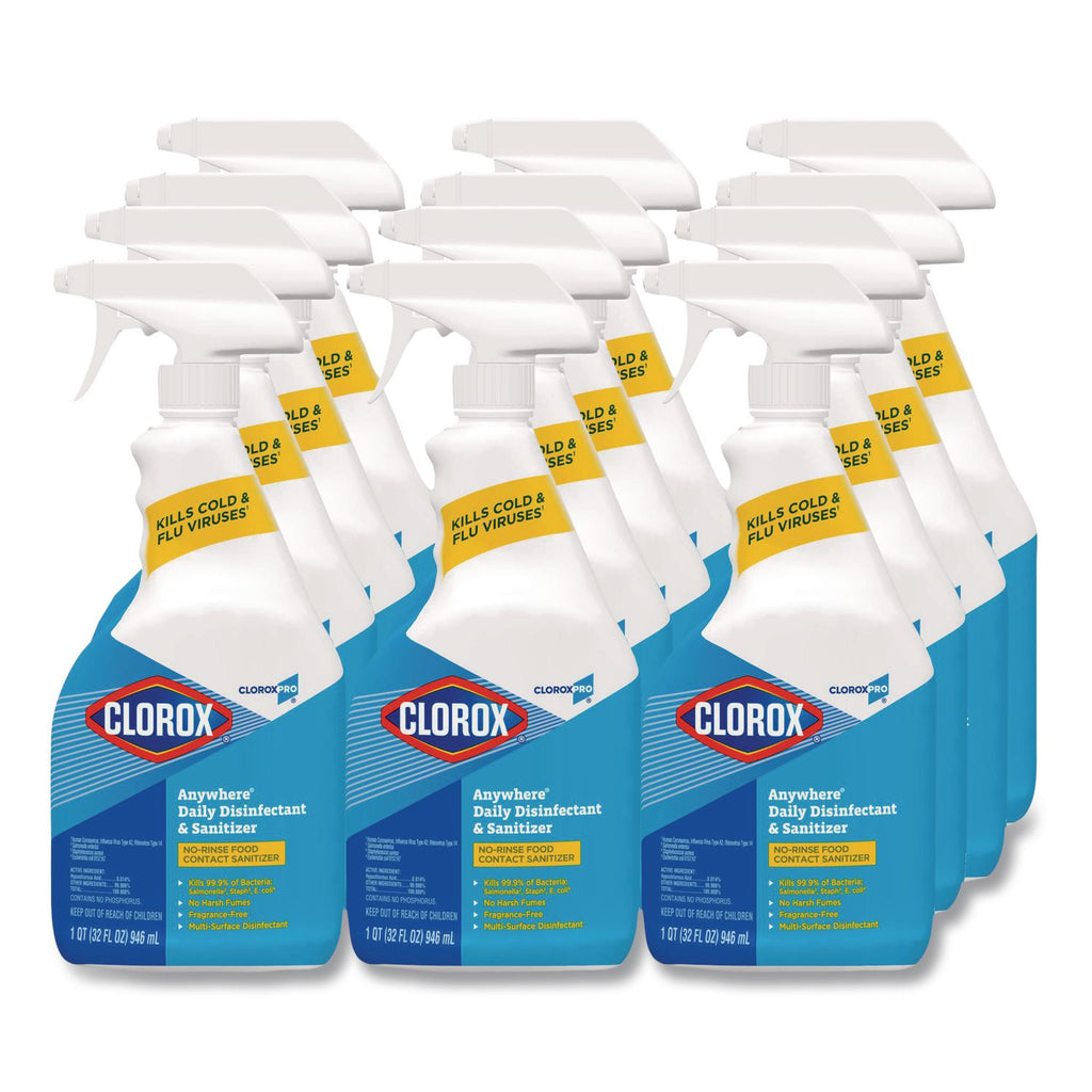 Anywhere Hard Surface Sanitizing Spray, 32 oz Spray Bottle, 12/Carton