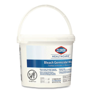 Bleach Germicidal Wipes, 1-Ply, 12 x 12, Unscented, White, 110/Canister, 2 Canisters/Carton