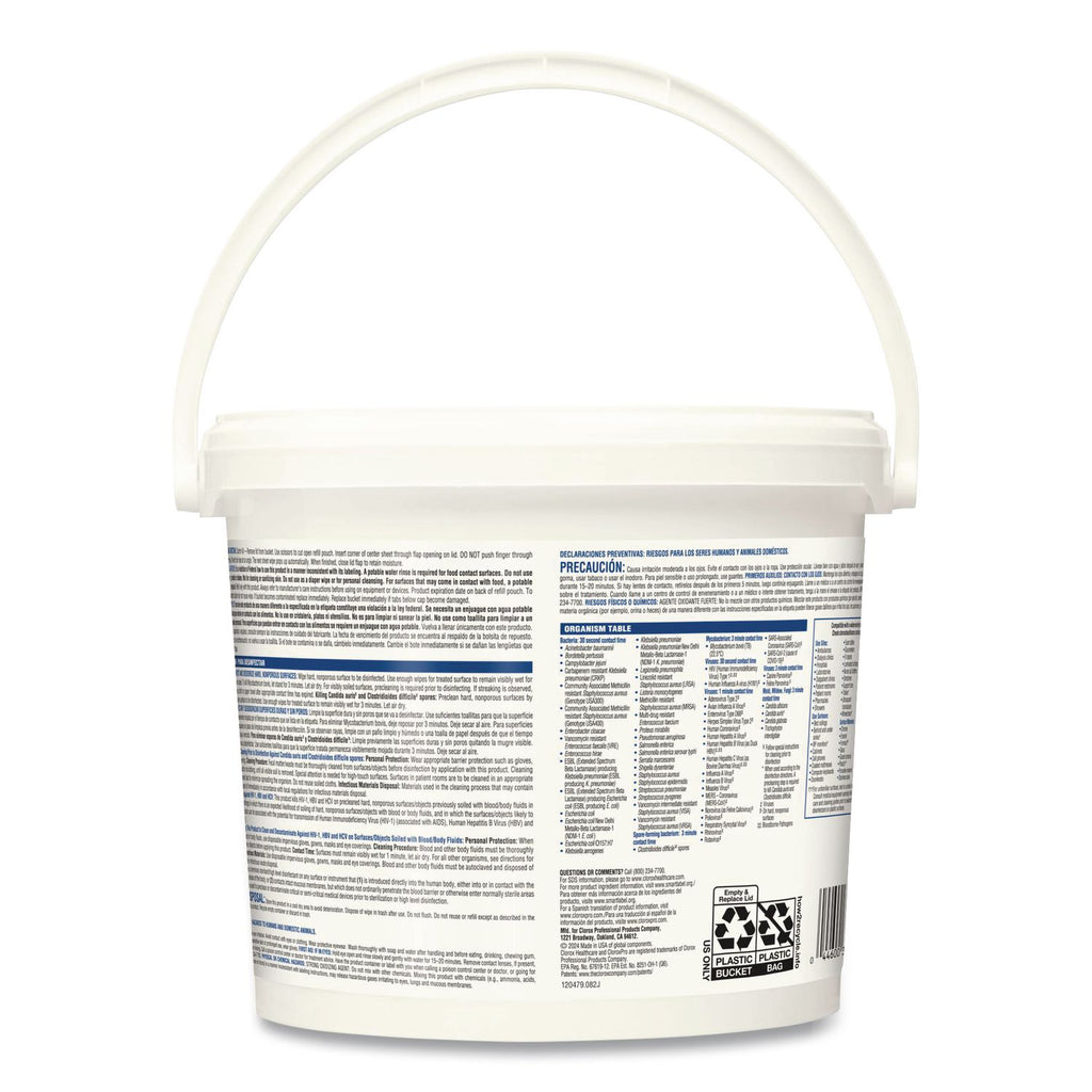 Bleach Germicidal Wipes, 1-Ply, 12 x 12, Unscented, White, 110/Canister, 2 Canisters/Carton