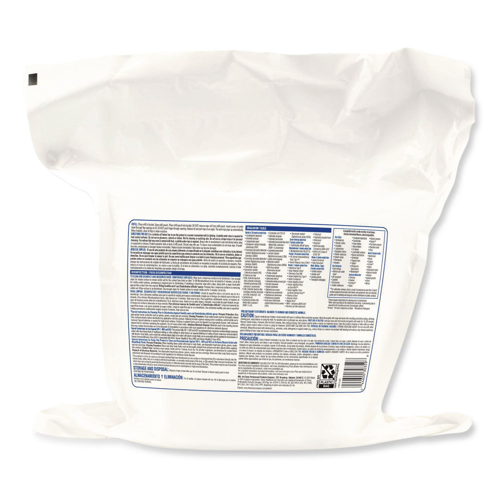 Bleach Germicidal Wipes, 1-Ply, 12 x 12, Unscented, White, 110/Refill, 2 Refills/Carton
