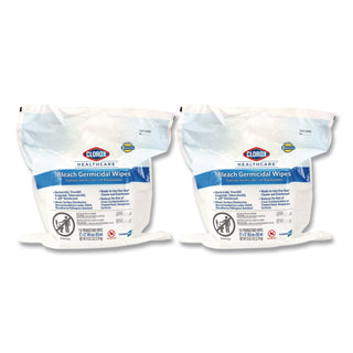 Bleach Germicidal Wipes, 1-Ply, 12 x 12, Unscented, White, 110/Refill, 2 Refills/Carton
