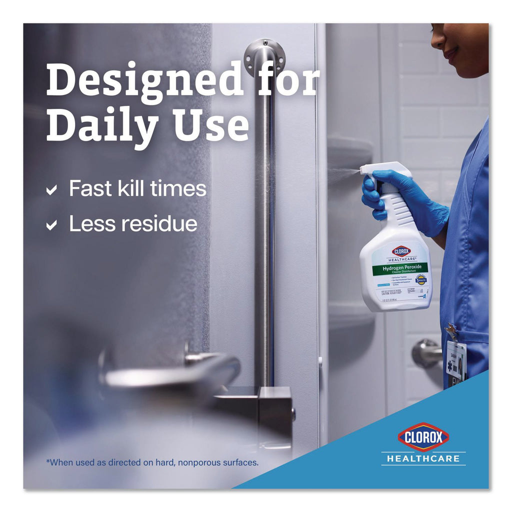 Hydrogen-Peroxide Cleaner/Disinfectant, 32 oz Spray Bottle, 9/Carton