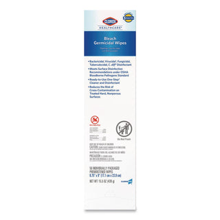 Bleach Germicidal Wipes, 1-Ply, 6.75 x 9, Unscented, White, 50/Box, 6 Boxes/Carton