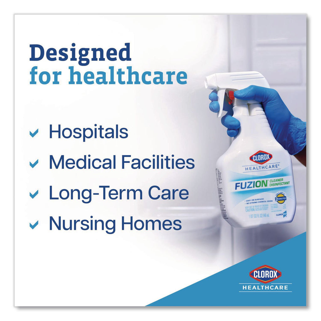 Fuzion Cleaner Disinfectant, Unscented, 32 oz Spray Bottle, 9/Carton