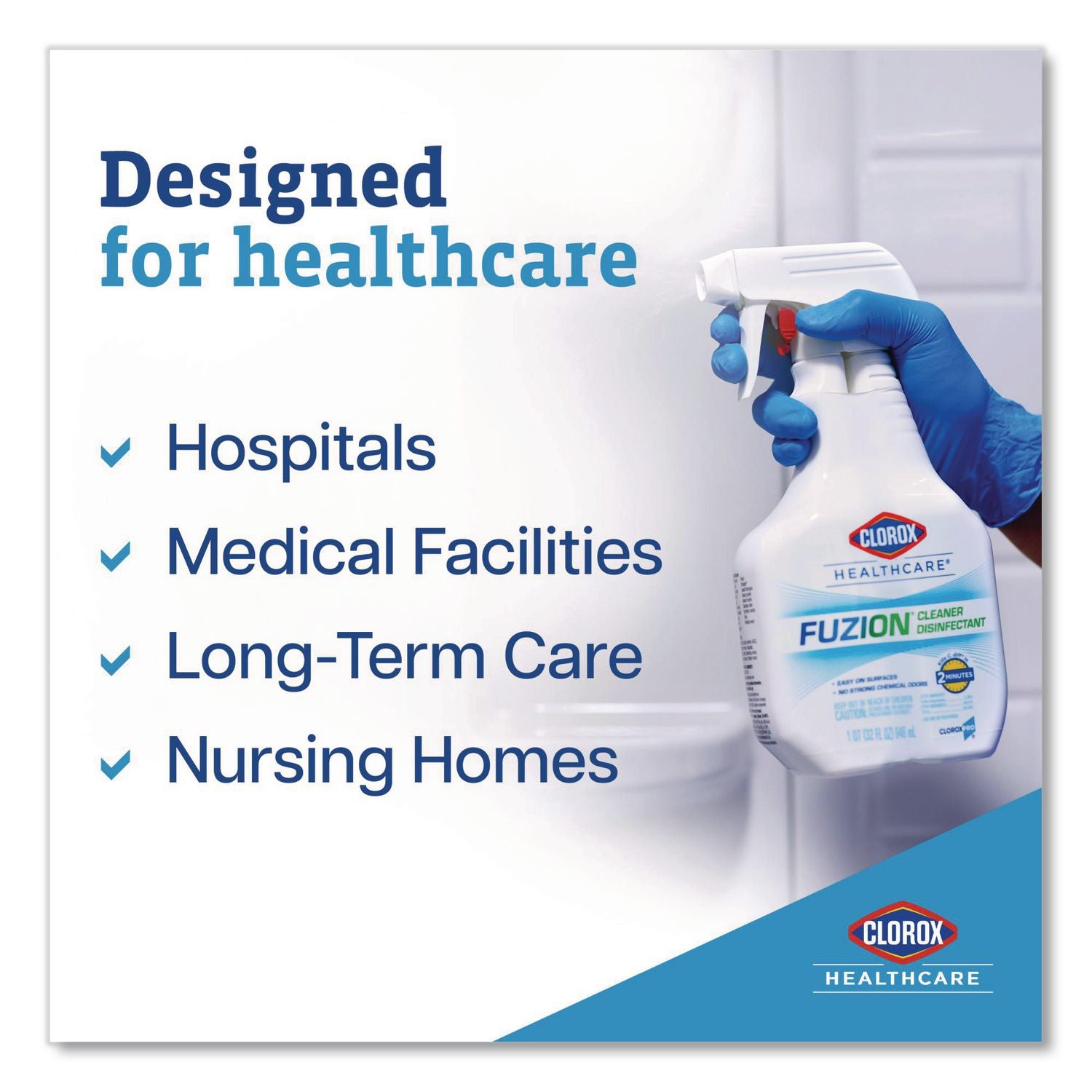 Fuzion Cleaner Disinfectant, Unscented, 32 oz Spray Bottle, 9/Carton