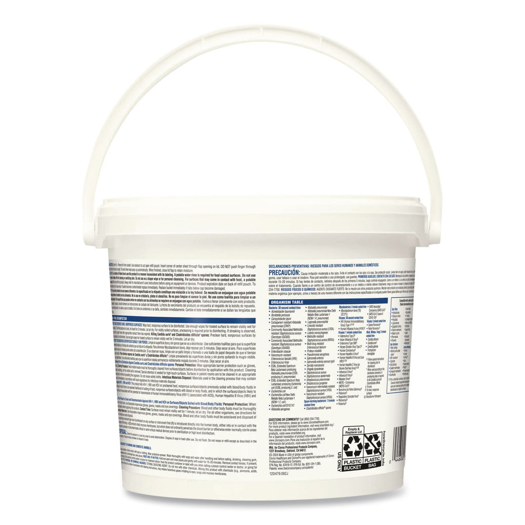 Bleach Germicidal Wipes, 1-Ply, 12 x 12, Unscented, White, 110/Bucket