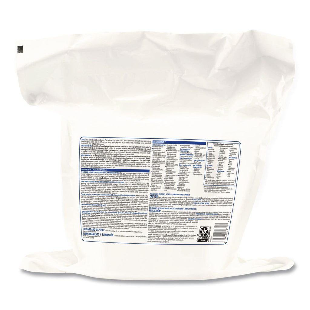 Bleach Germicidal Wipes, 1-Ply, 12 x 12, Unscented, White, 110/Bag