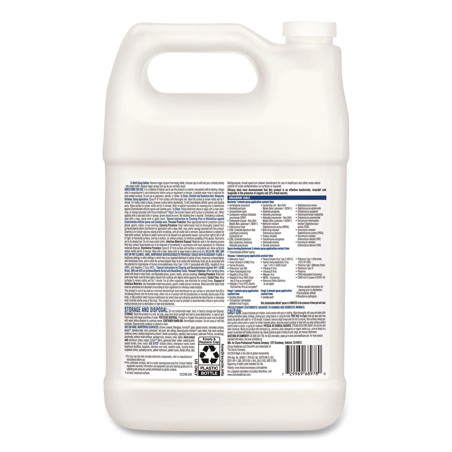 Bleach Germicidal Cleaner, 128 oz Refill Bottle