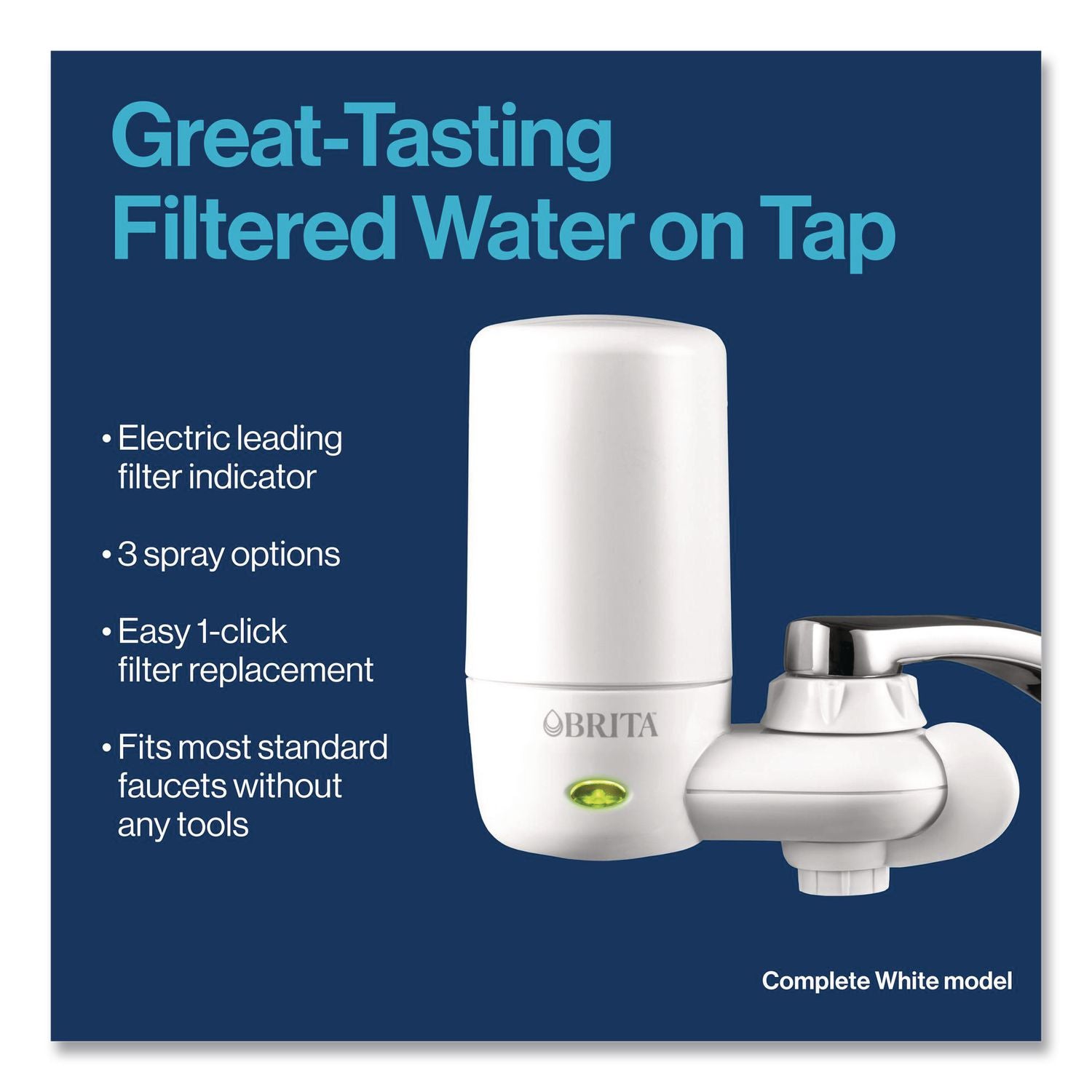 Brita On Tap Water Filtration System Replacement Filters For Faucets - 100 gal Filter Life - Blue, White - 1 Each