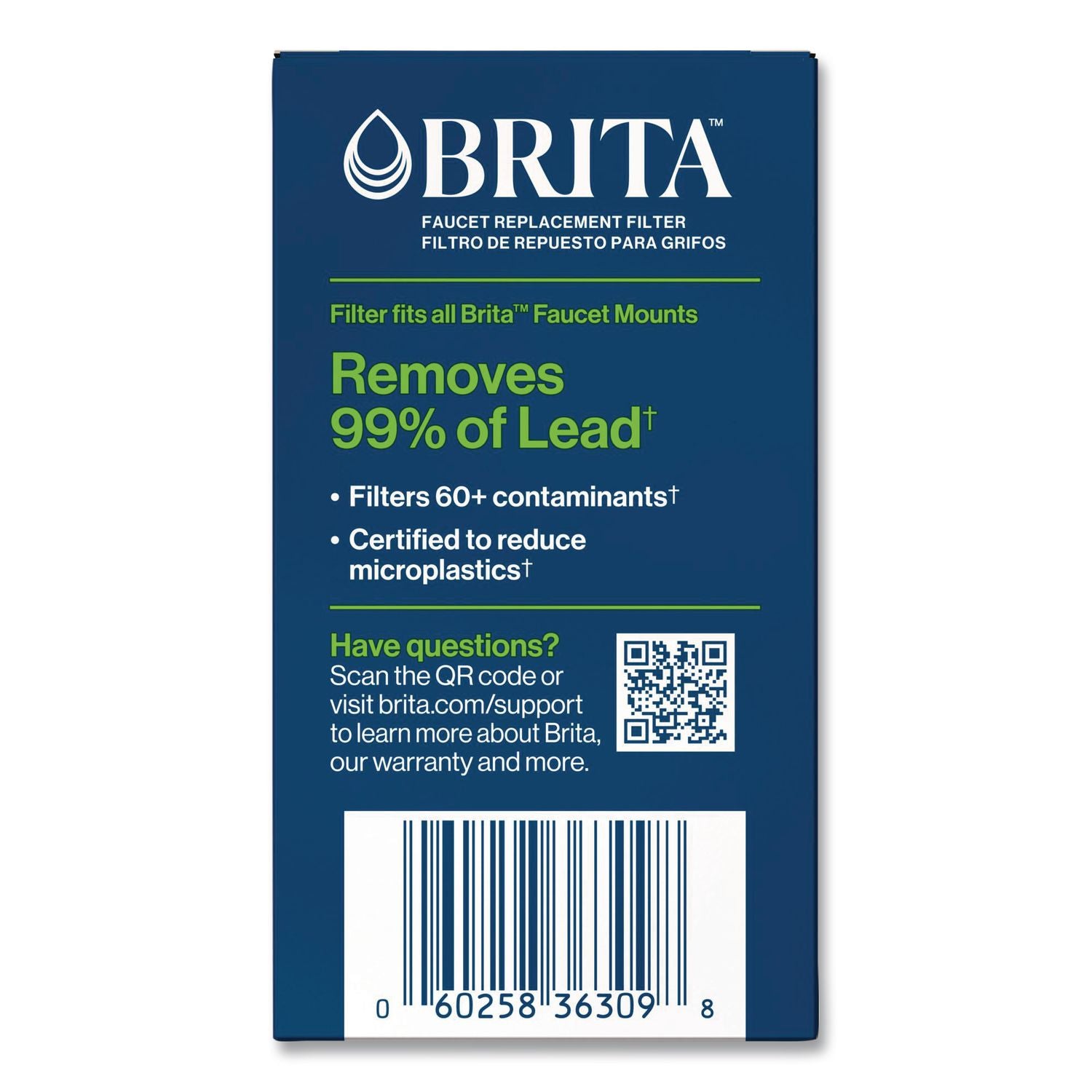 Brita On Tap Water Filtration System Replacement Filters For Faucets - 100 gal Filter Life - Blue, White - 1 Each
