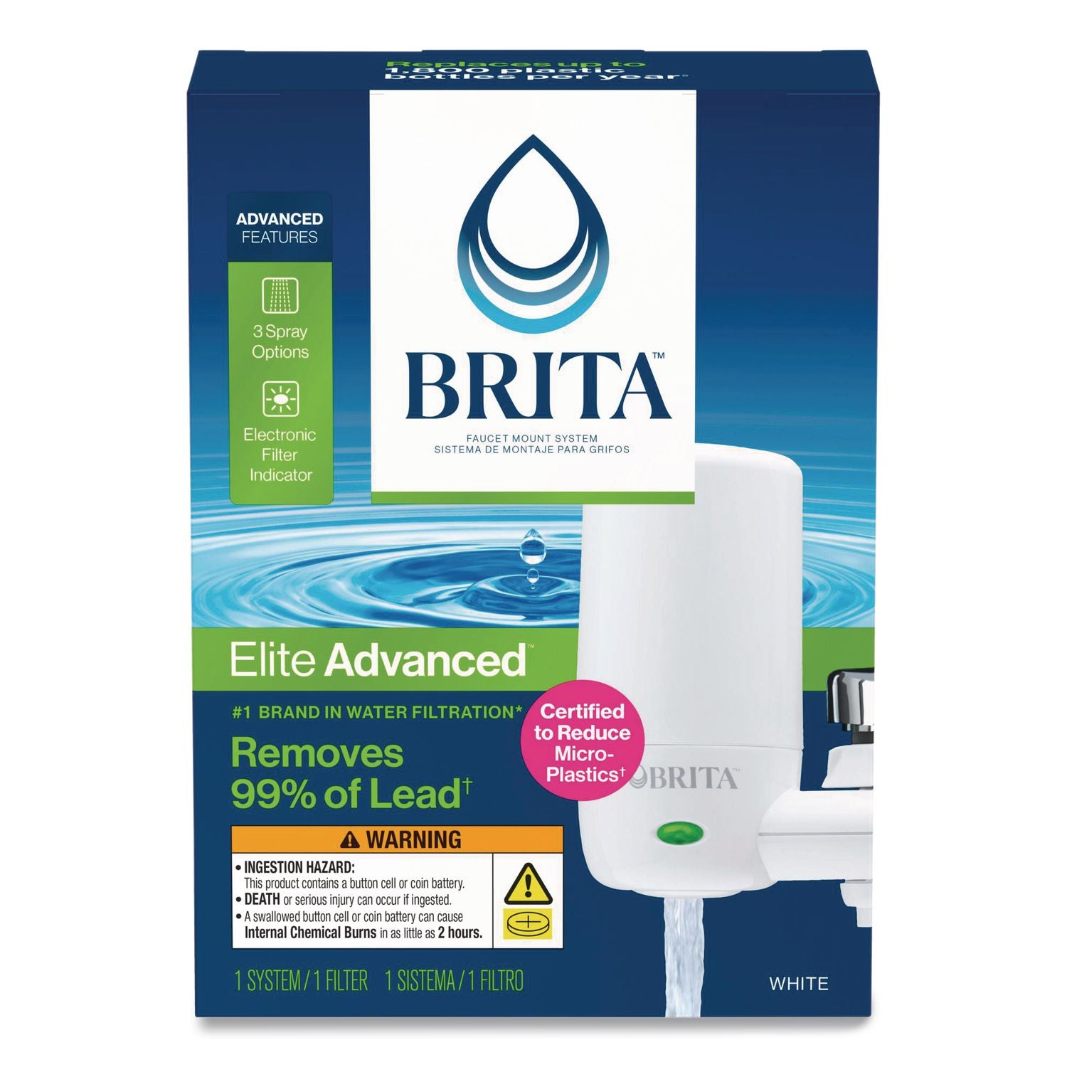 On Tap Faucet Water Filter System, White, 4/Carton