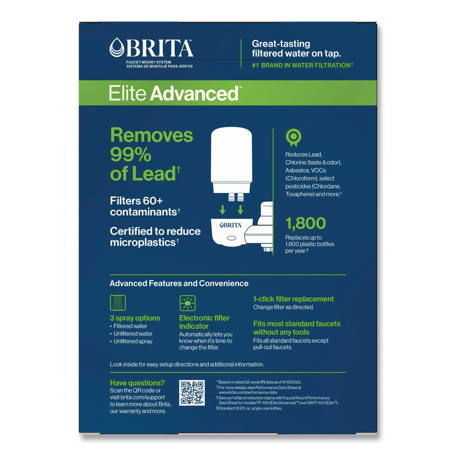 On Tap Faucet Water Filter System, White, 4/Carton