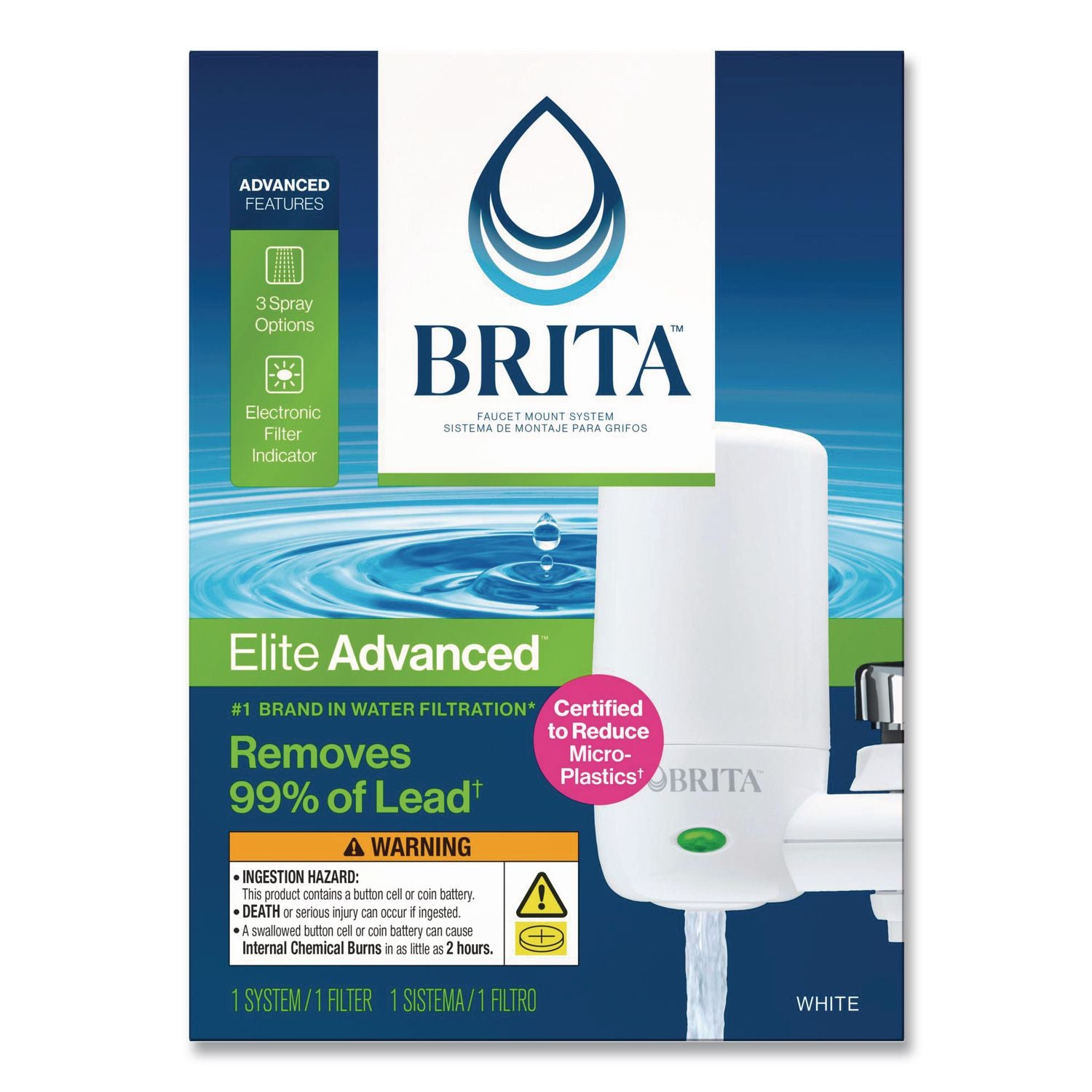 On Tap Faucet Water Filter System, White, 4/Carton