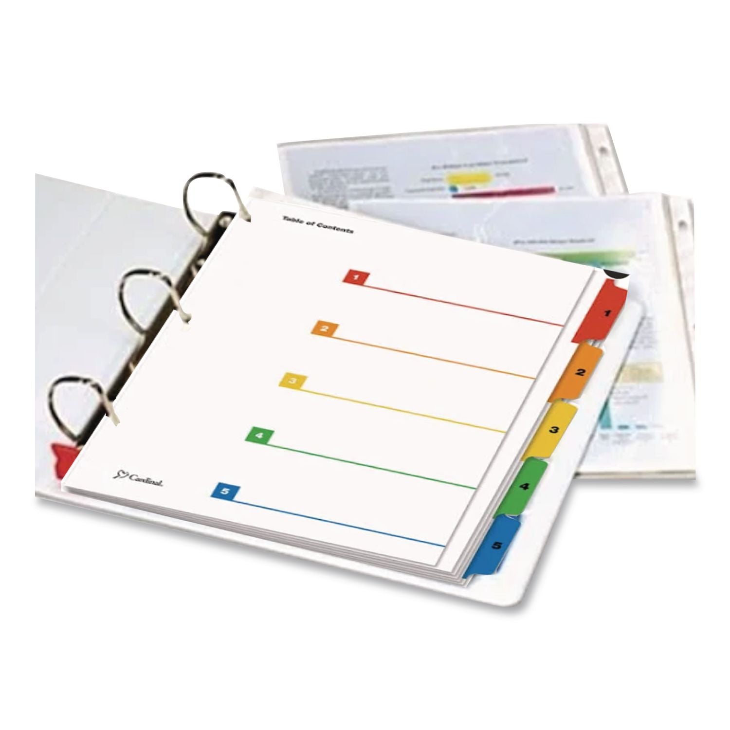 OneStep Printable Table of Contents and Dividers, 5-Tab, 1 to 5, 11 x 8.5, White, Assorted Tabs, 1 Set