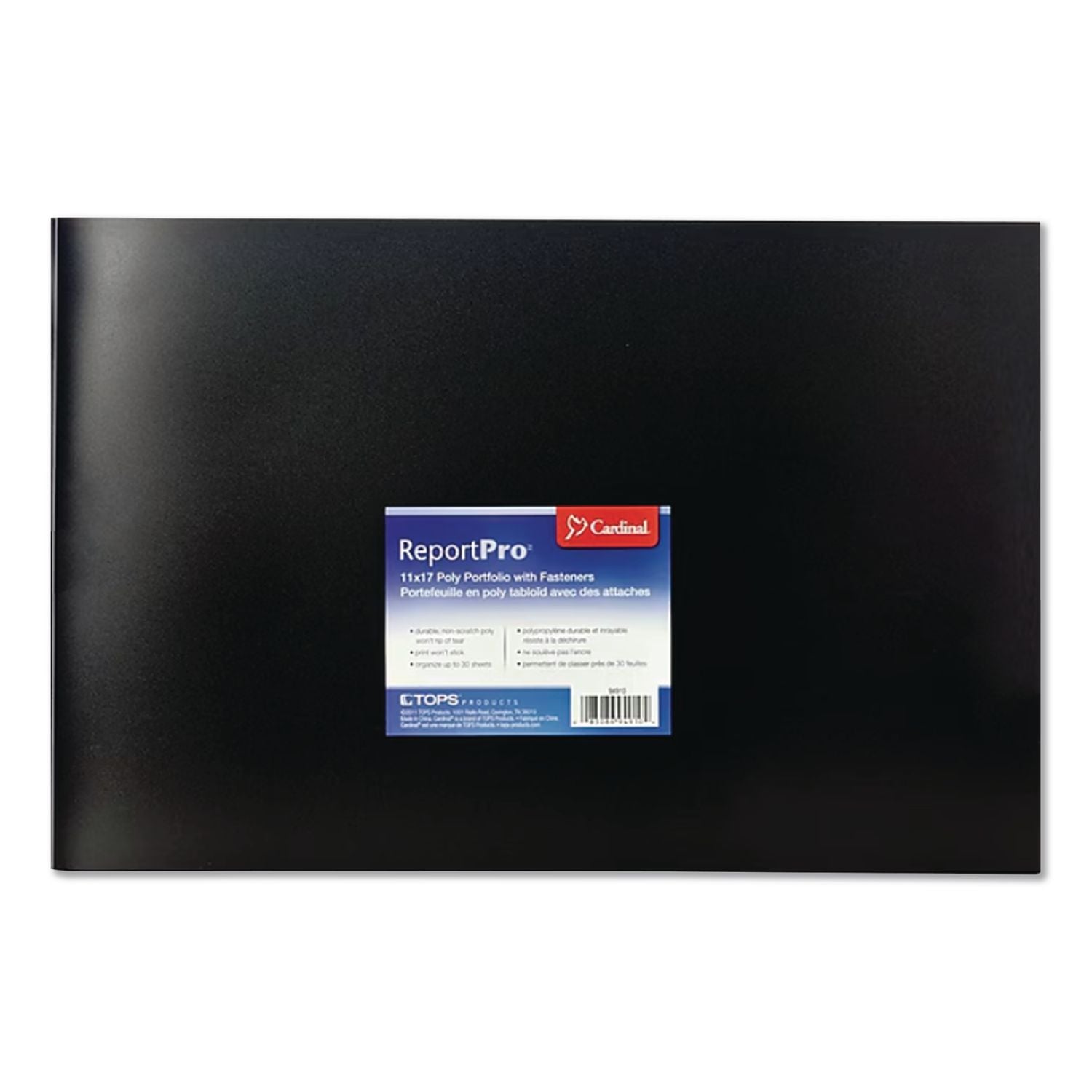 ReportPro Tabloid Portfolio, Prong Fastener, 0.19" Capacity, 11 x 17, Black/Black