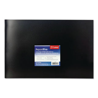 ReportPro Tabloid Portfolio, Prong Fastener, 0.19" Capacity, 11 x 17, Black/Black