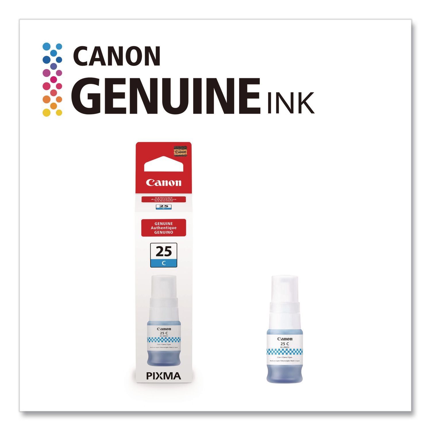 Canon GI-25 Ink Bottles - Inkjet - Cyan - 3000 Pages - 37 mL - 1 Each