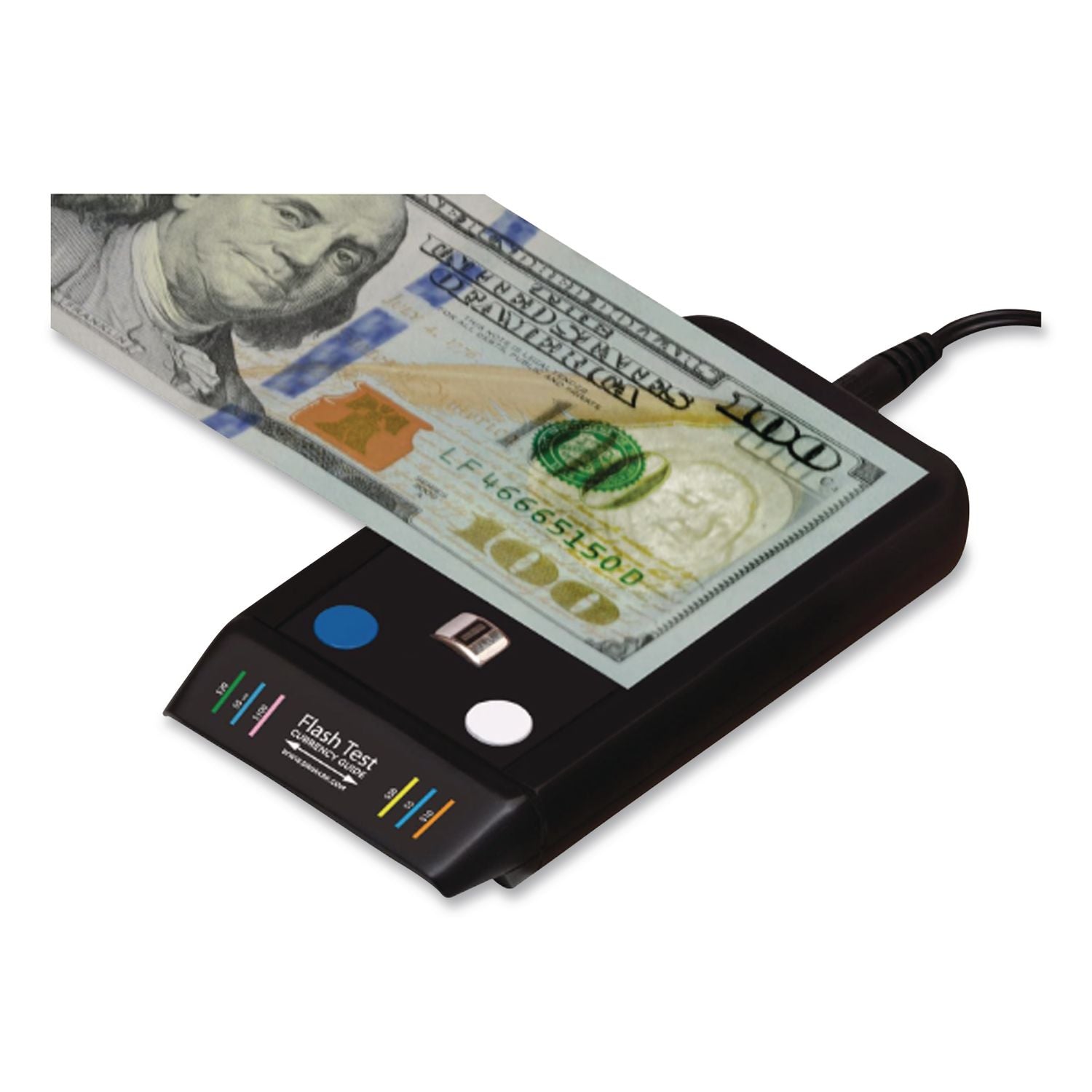 FlashTest Counterfeit Detector, MICR; UV Light; Watermark, U.S. Currency, 2.5 x 4.5 x 0.8, Black