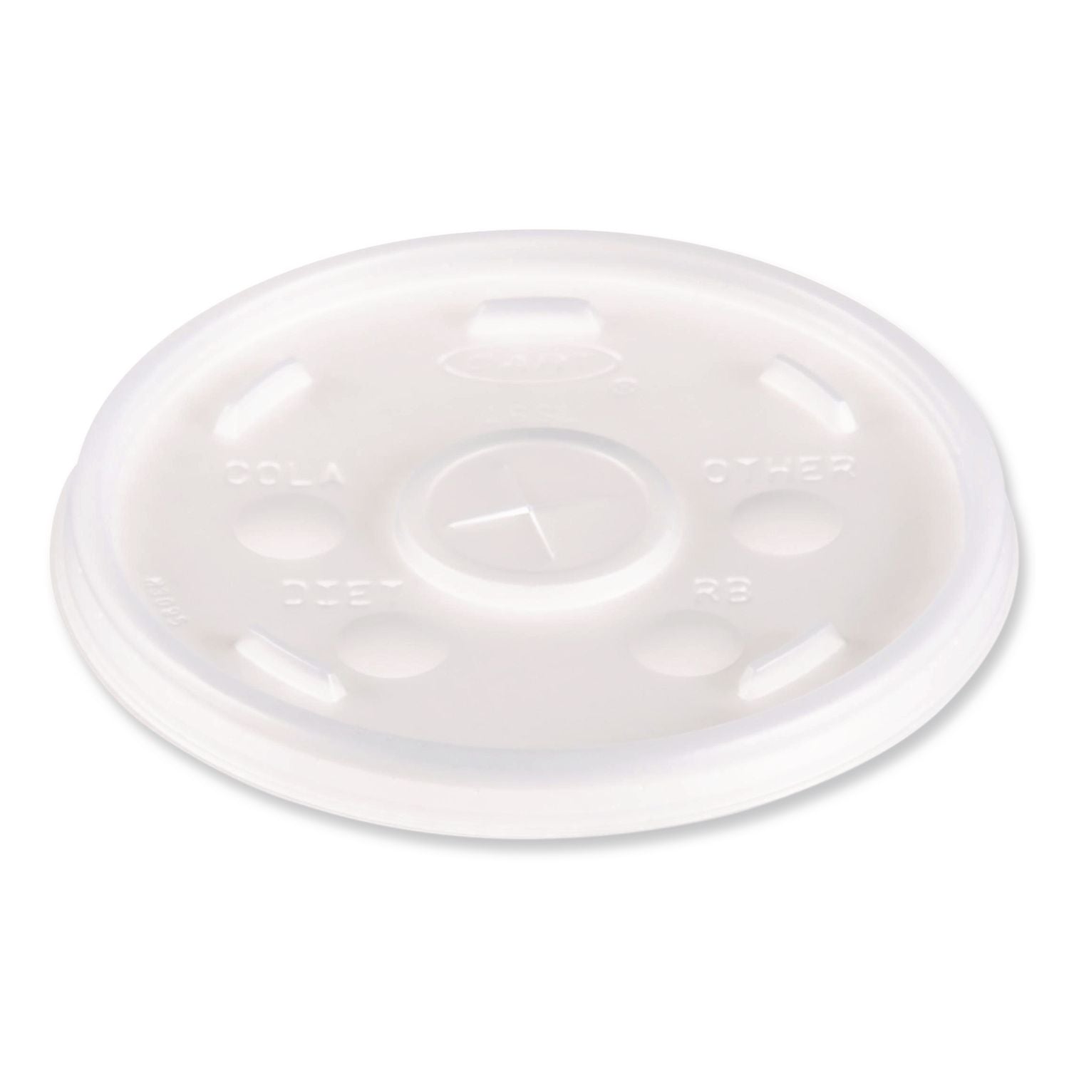 Dart Translucent Slotted Foam Cup Lids - 10 / Carton - 100 - Translucent