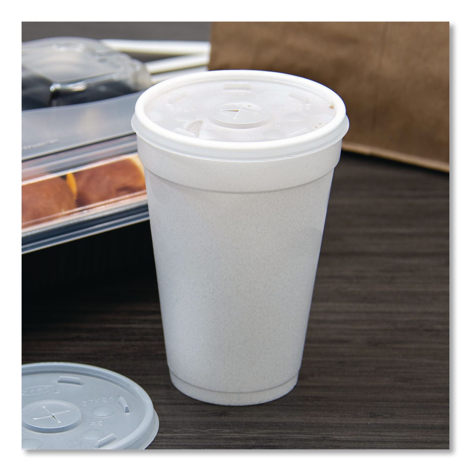 Dart Translucent Slotted Foam Cup Lids - 10 / Carton - 100 - Translucent