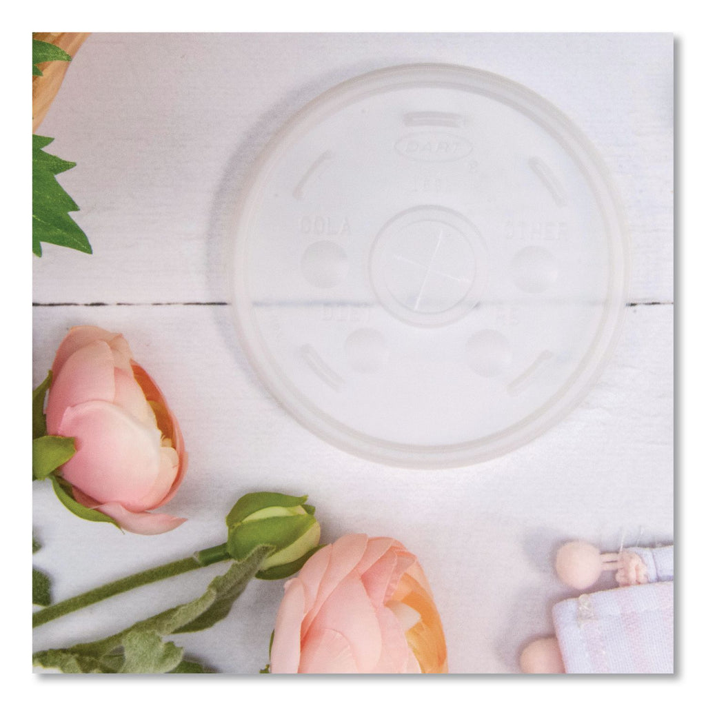 Dart Translucent Slotted Foam Cup Lids - 10 / Carton - 100 - Translucent