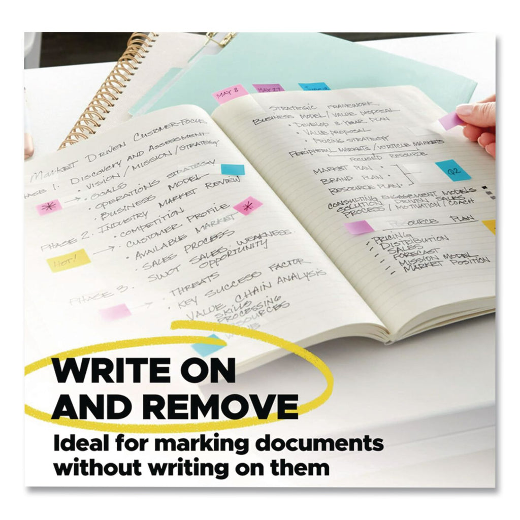 Highlighting Page Flags, 4 Bright Colors, 0.5 x 1.75, 35/Color, 4 Dispensers/Pack
