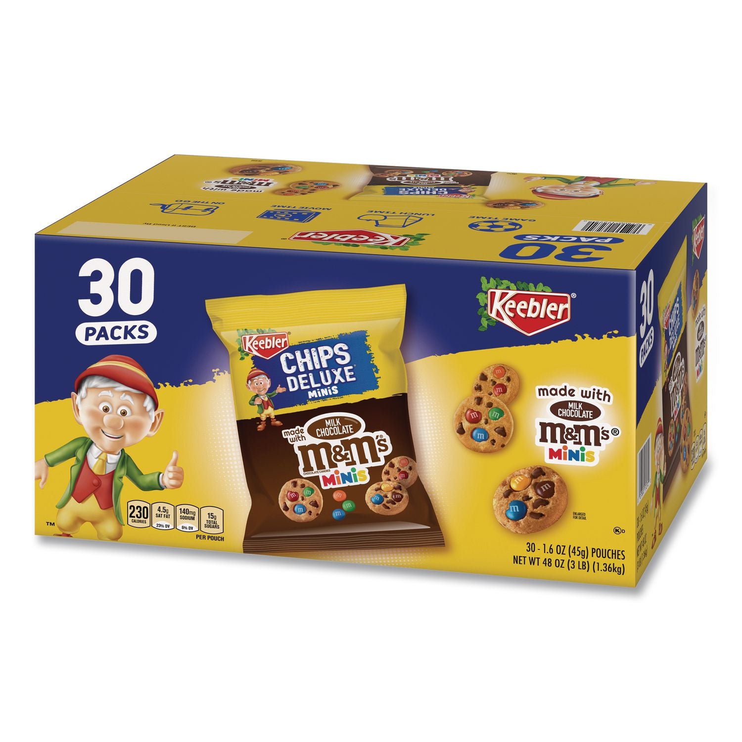 Mini Cookie Snack Packs, Chocolate Chip/MandMs, 1.6 oz Pouch, 30 Pouches/Carton, Ships in 1-3 Business Days