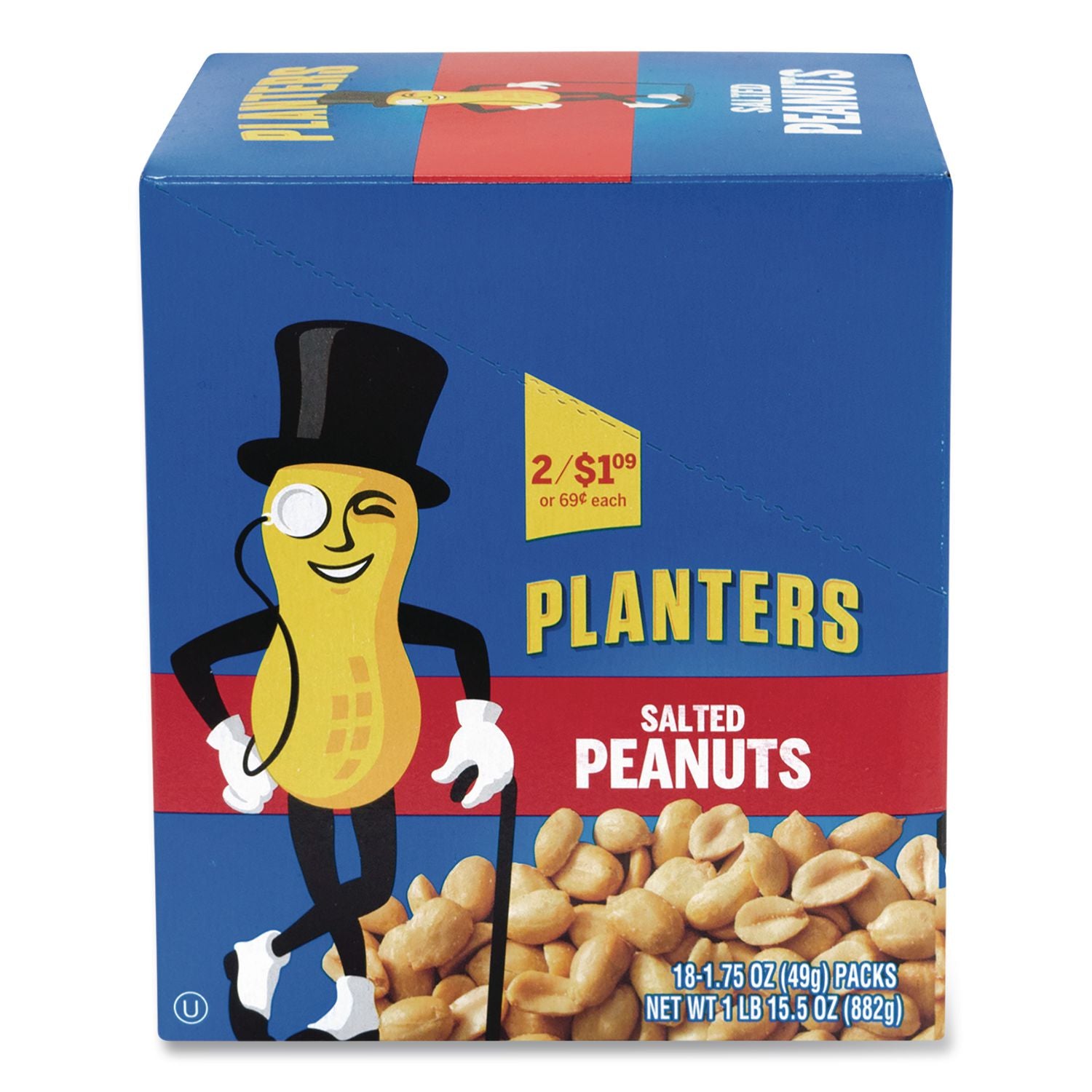 Salted Peanuts, 1.75 oz Pack, 18 Packs/Box, Ships in 1-3 Business Days