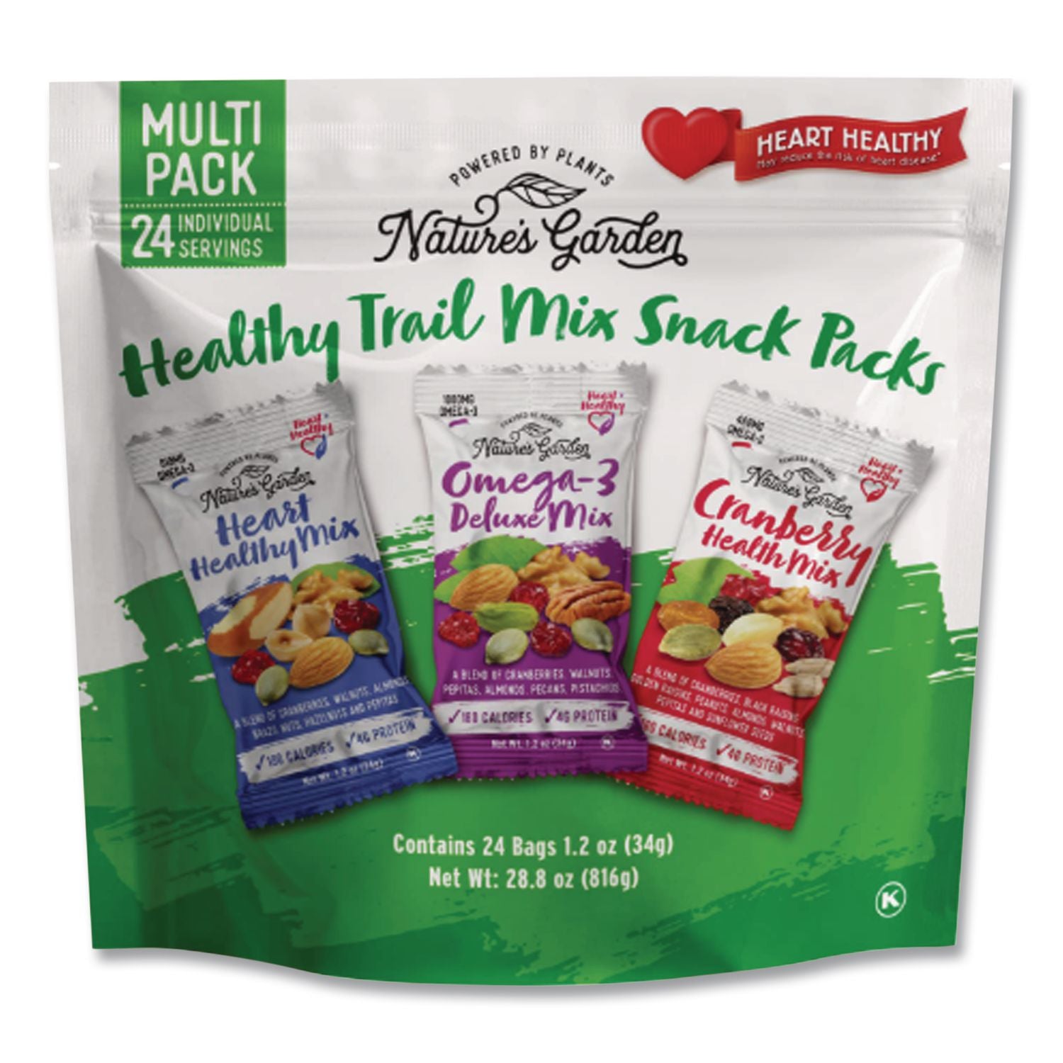 Healthy Trail Mix Snack Packs, 1.2 oz Pouch, 24 Pouches/Carton, Ships in 1-3 Business Days