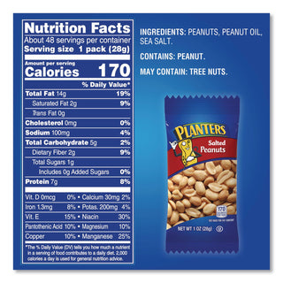 Salted Peanuts, 1 oz Pack, 48/Box, Ships in 1-3 Business Days