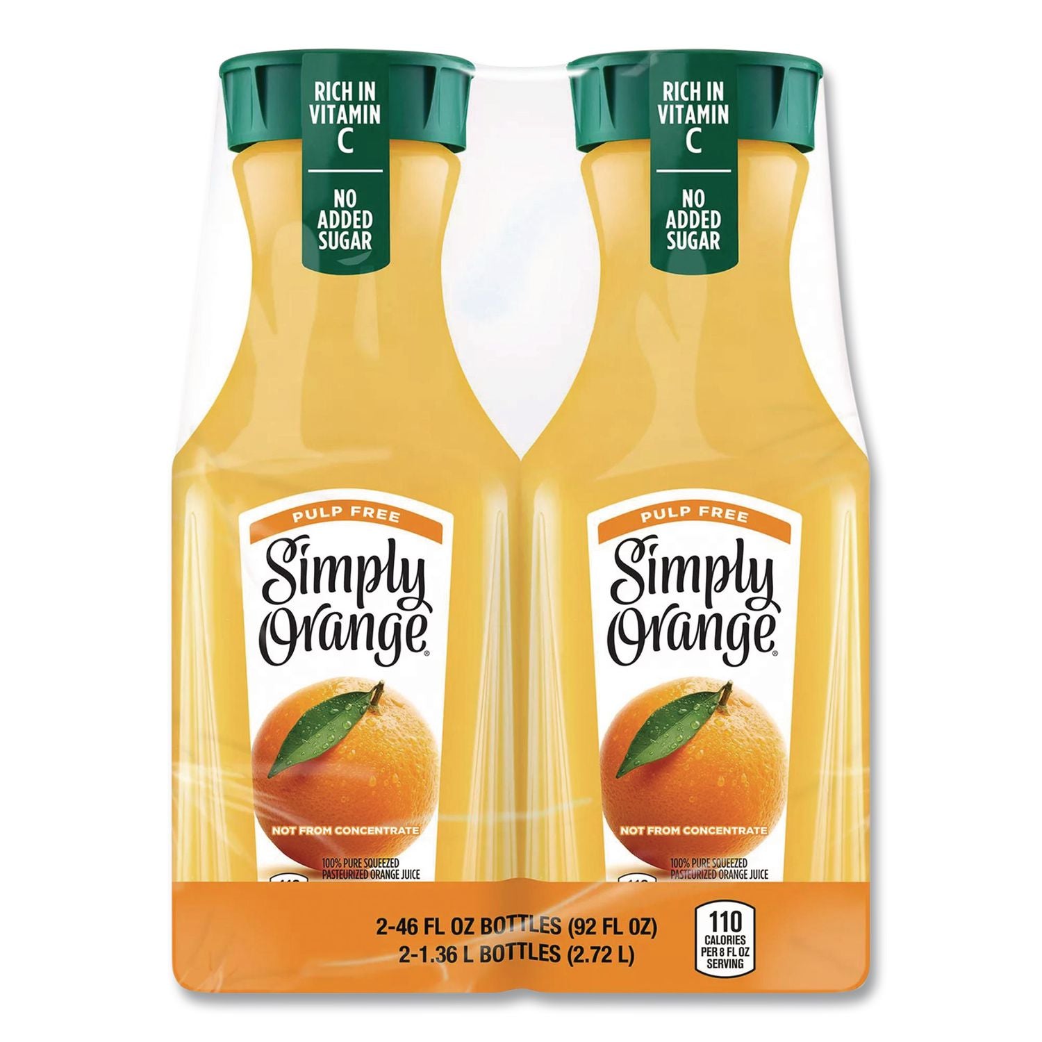 Orange Juice Pulp Free, 52 oz Bottle, 2/Pack, Ships in 1-3 Business Days