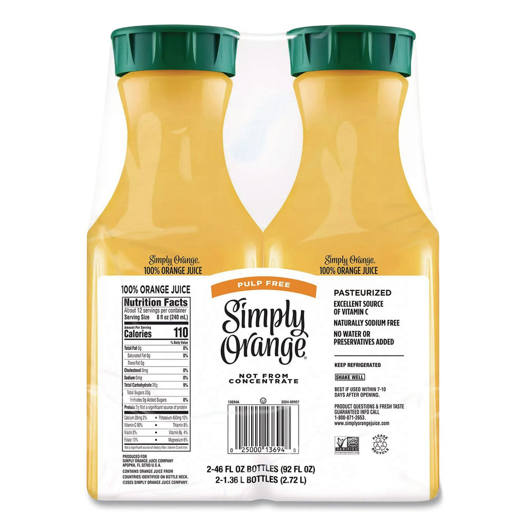 Orange Juice Pulp Free, 52 oz Bottle, 2/Pack, Ships in 1-3 Business Days
