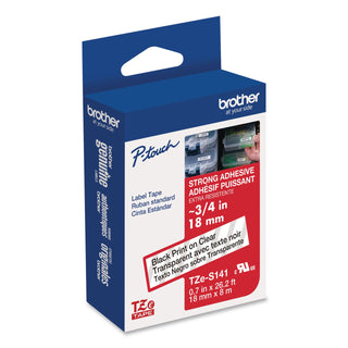 TZe Extra-Strength Adhesive Laminated Labeling Tape, 0.7" x 26.2 ft, Black on Clear