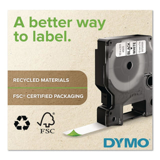 Rhino Permanent Poly Industrial Label Tape, 0.75" x 18 ft, White/Black Print