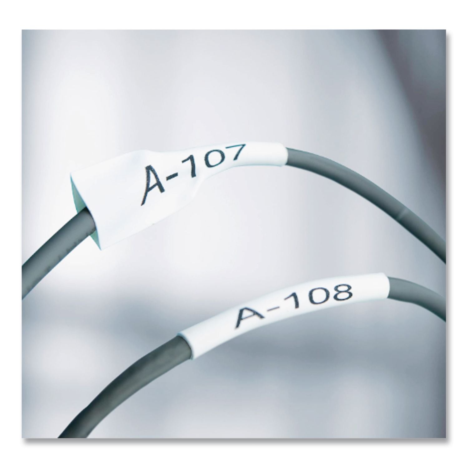 Rhino Heat Shrink Tubes Industrial Label Tape, 0.5" x 5 ft, White/Black Print