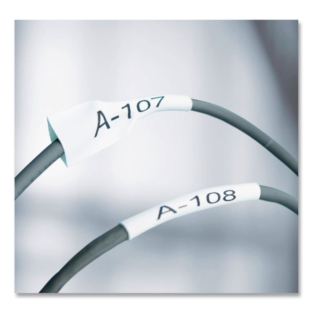 Rhino Heat Shrink Tubes Industrial Label Tape, 0.75" x 5 ft, White/Black Print