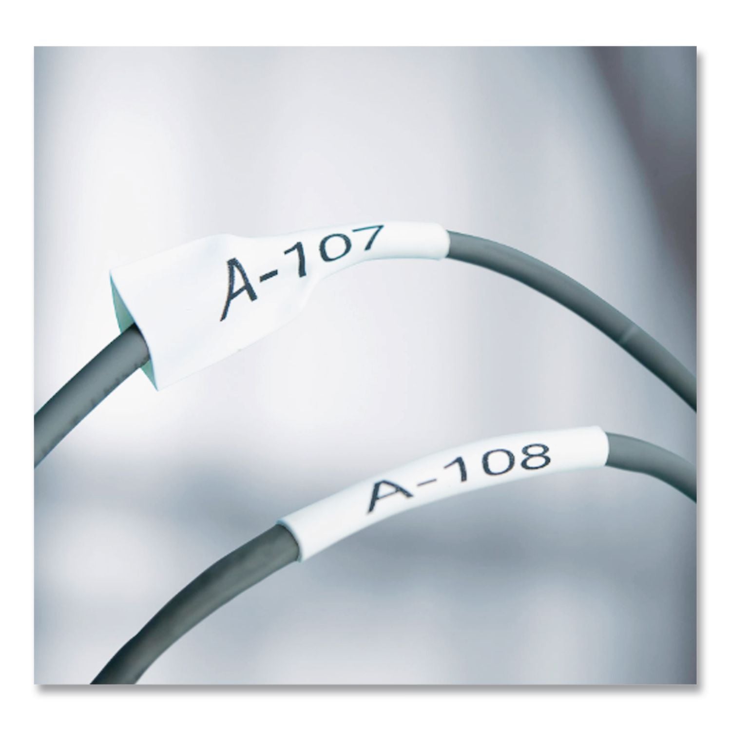 Rhino Heat Shrink Tubes Industrial Label Tape, 0.75" x 5 ft, White/Black Print