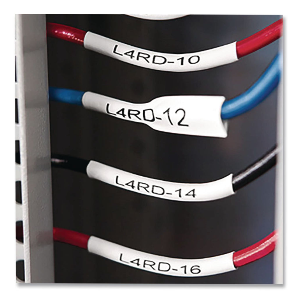 Rhino Heat Shrink Tubes Industrial Label Tape, 0.75" x 5 ft, White/Black Print