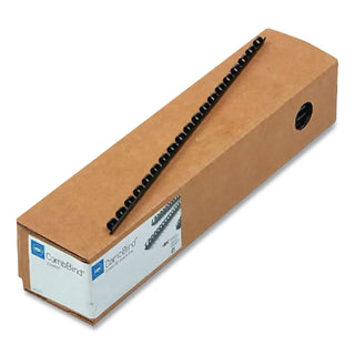 CombBind Standard Spines, 1/2" Diameter, 90 Sheet Capacity, Black, 100/Box
