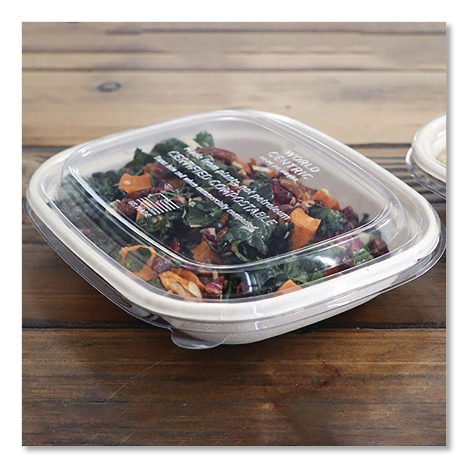 PLA Lids for Fiber Containers, 8.8 x 6.9 x 0.8, Clear, Plastic, 400/Carton