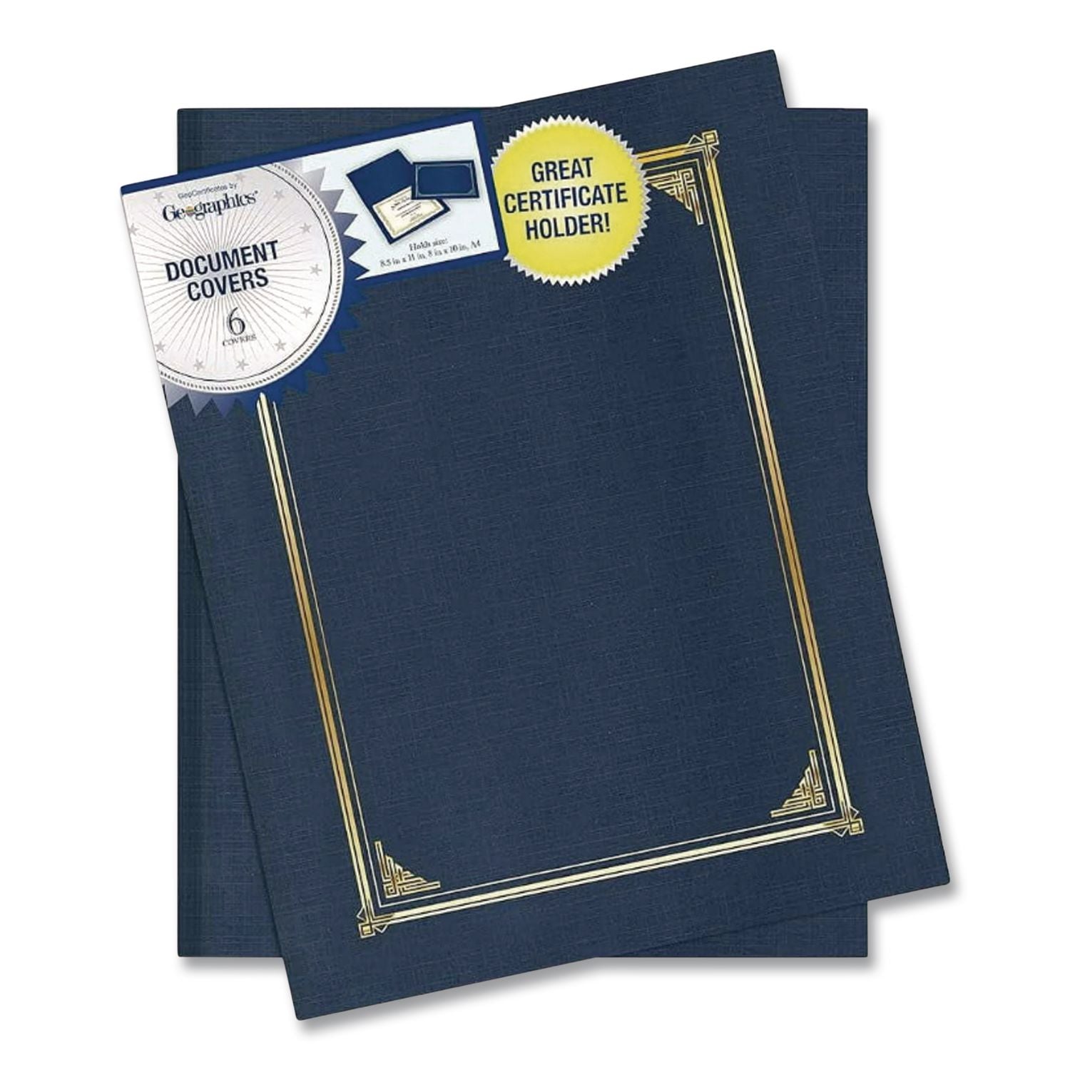 Certificate/Document Cover, 12.5 x 9.75, Navy Blue, 6/Pack