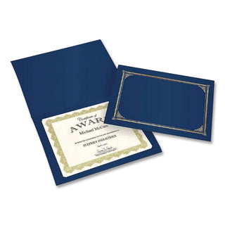 Certificate/Document Cover, 12.5 x 9.75, Navy Blue, 6/Pack