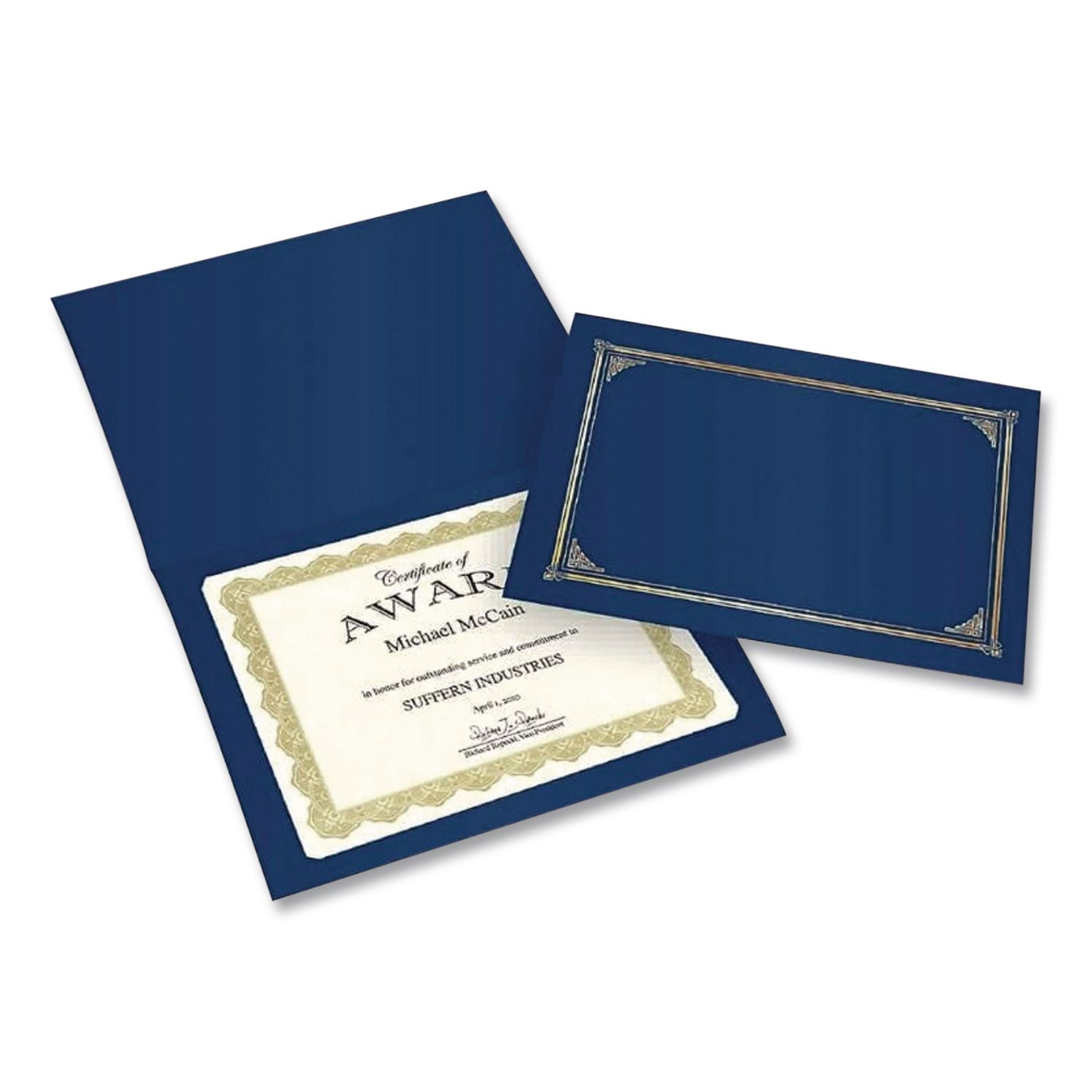 Certificate/Document Cover, 12.5 x 9.75, Metallic Blue, 6/Pack