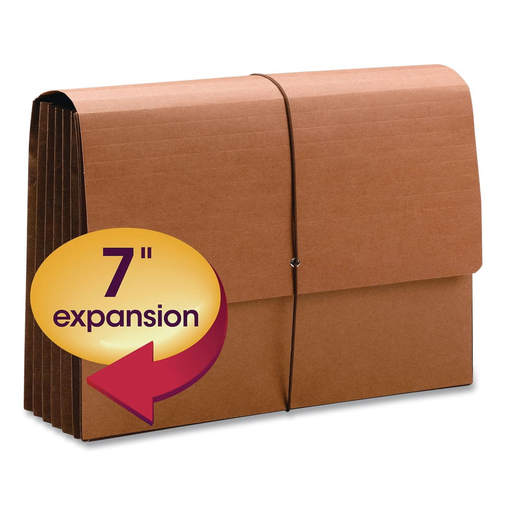 TUFF Expanding Wallets, 7" Expansion, 1 Section, Elastic Cord Closure, Letter Size, Redrope