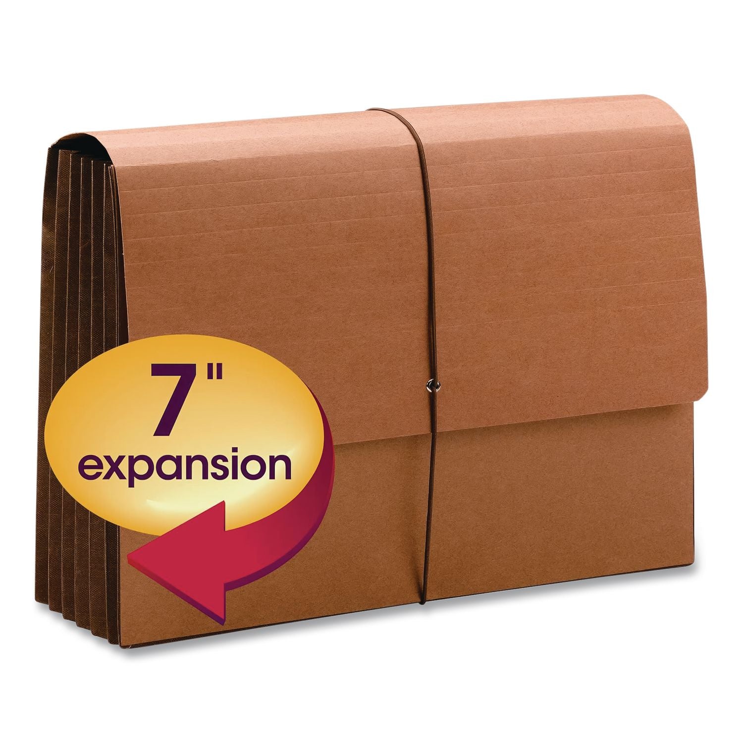 TUFF Expanding Wallets, 7" Expansion, 1 Section, Elastic Cord Closure, Letter Size, Redrope