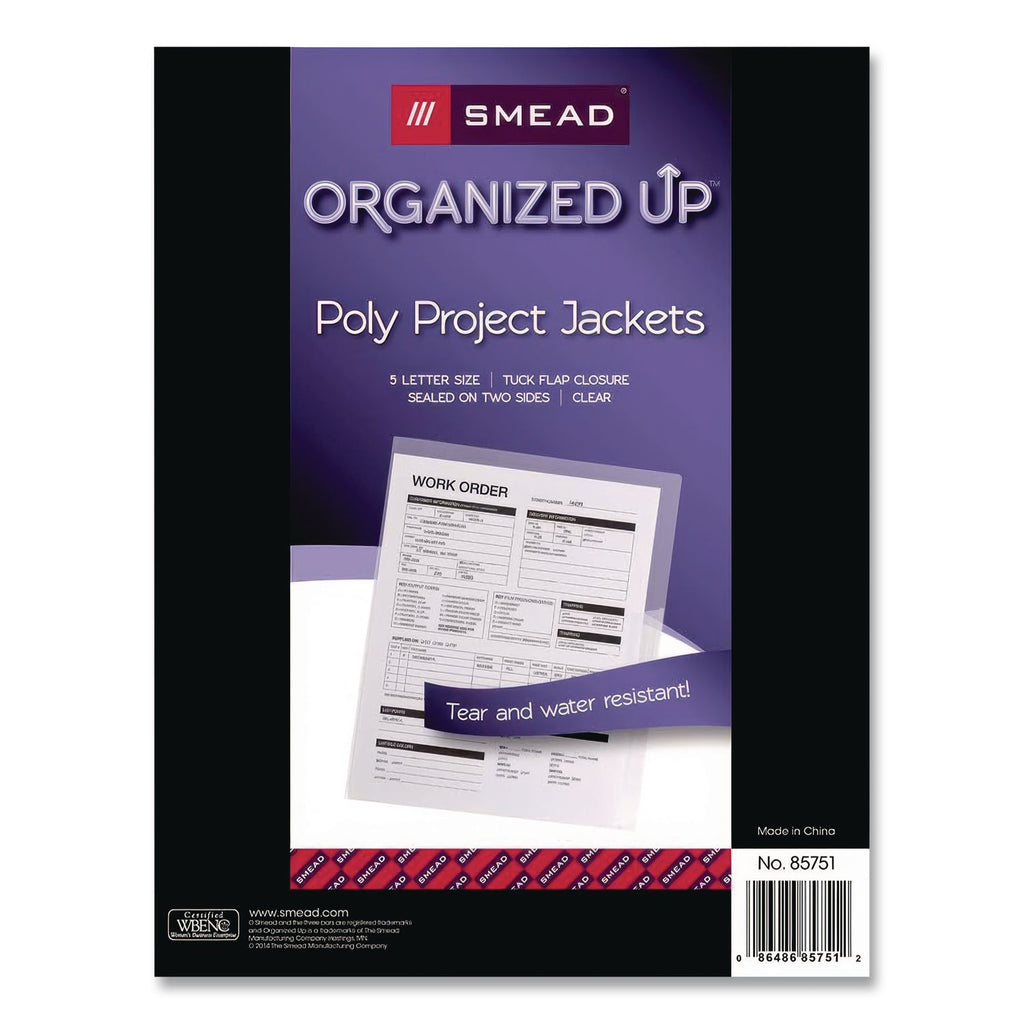 Poly Translucent Project Jackets, Letter Size, Clear, 5/Pack