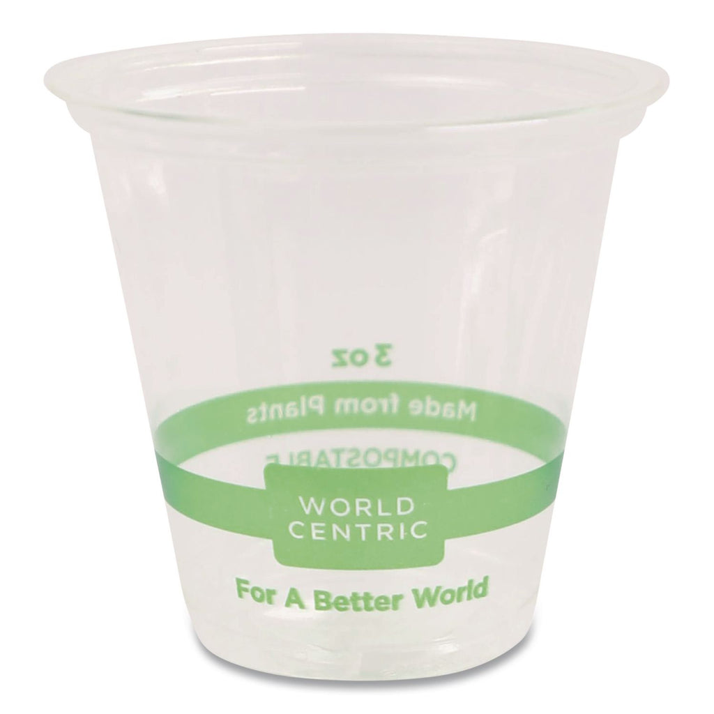 PLA Clear Cold Cups, 3 oz, Clear, 2,500/Carton