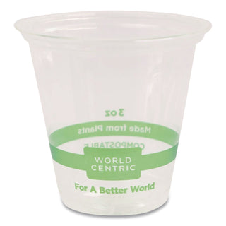 PLA Clear Cold Cups, 3 oz, Clear, 2,500/Carton